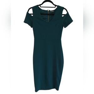 Express | Midi Cocktail Dress | Size 2 | Emerald Green